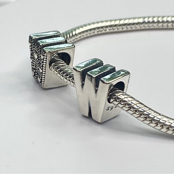 Sterling Silver Letter W Charm - Picture 4 of 10